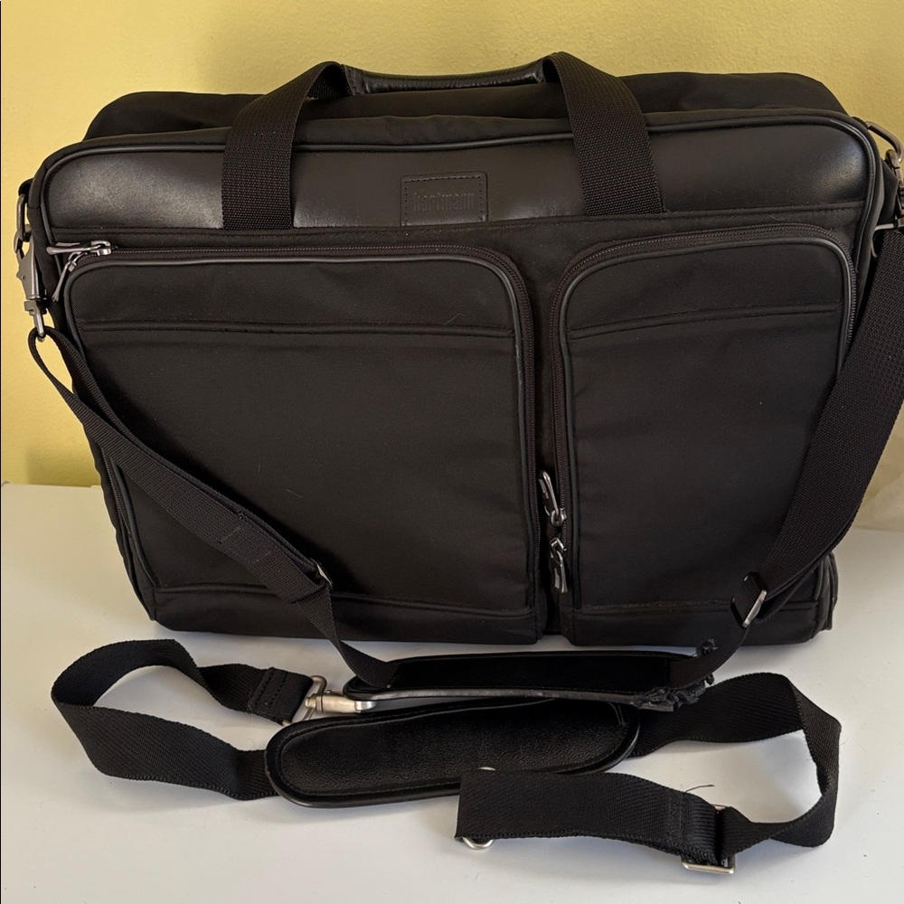Hartmann Leather and Nylon Over Suitcase Handle Briefcase Overnighter